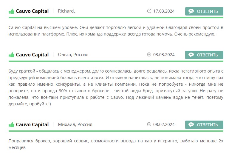 Отзывы о сотрудничестве с Cauvo Capital